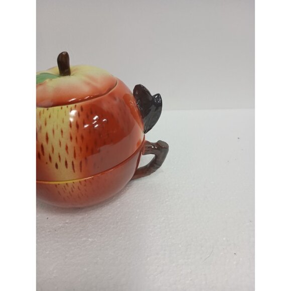 Vintage Maruhon Ware Ceramic Apple Teapot Shaped Cup Sugar Bowl Set Hand Painted - Picture 2 of 9